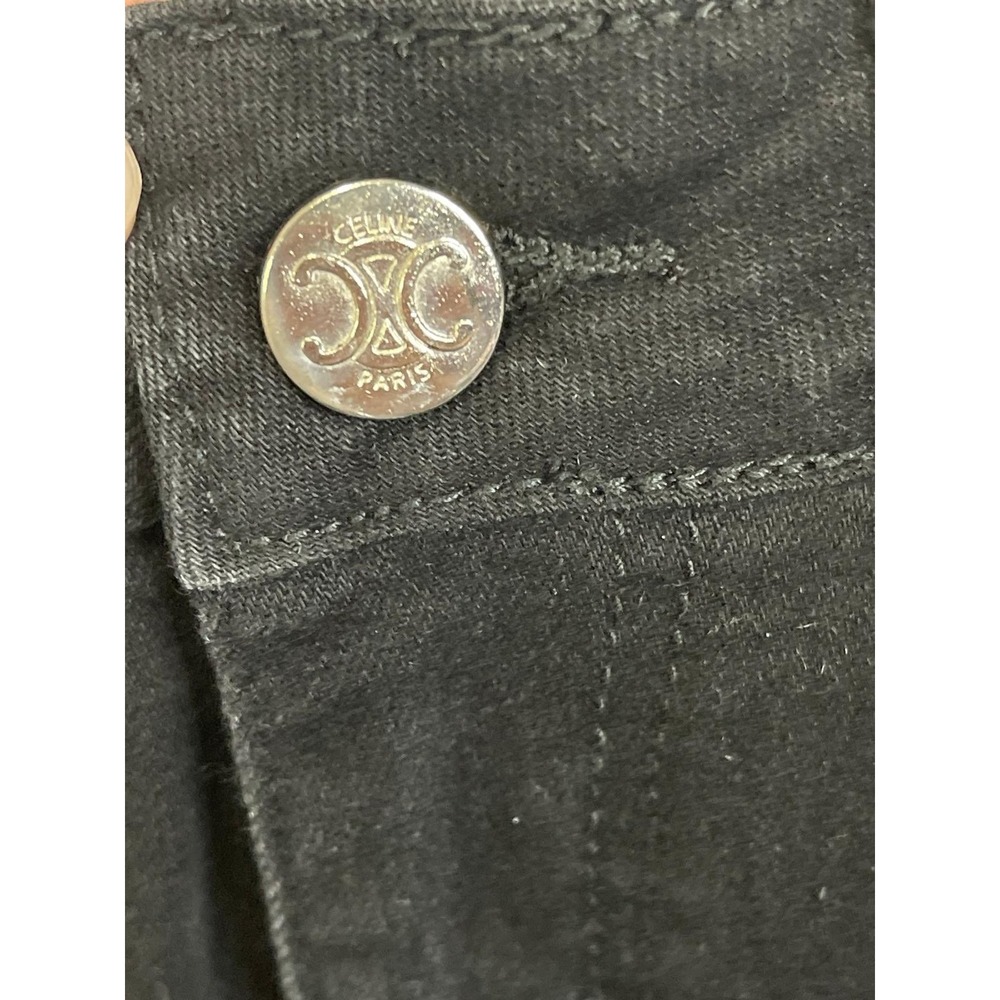 Céline Jeans Black Straight Jean Size S Botón - Picture 3 of 10